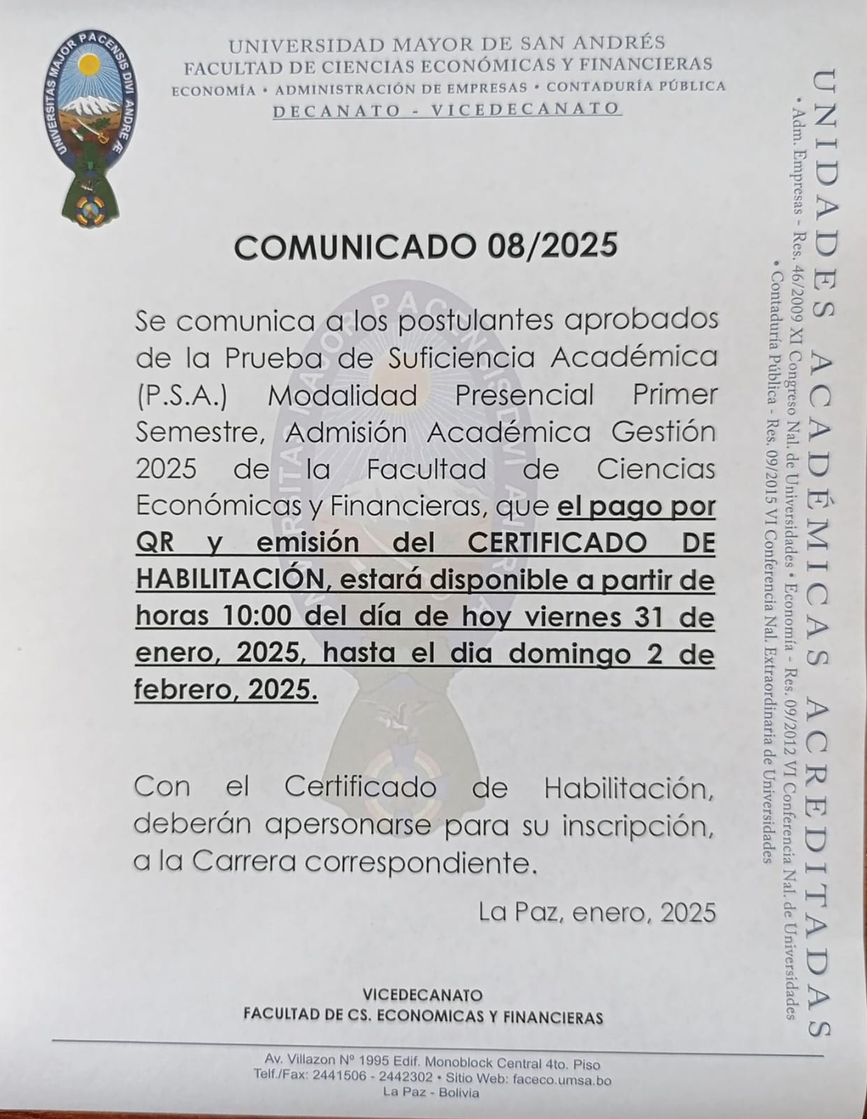 Certificado de habilitación PSA ADMISIÓN ACADEMICA 2025